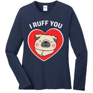 Lucky Dog Animal Rescue I Ruff You Valentine's Day Ladies Long Sleeve Shirt