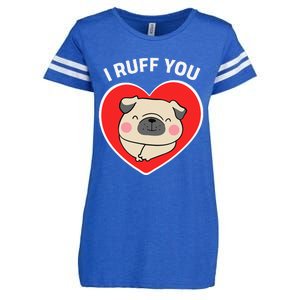 Lucky Dog Animal Rescue I Ruff You Valentine's Day Enza Ladies Jersey Football T-Shirt