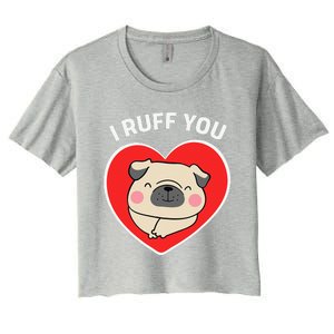 Lucky Dog Animal Rescue I Ruff You Valentine's Day Women's Crop Top Tee