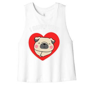 Lucky Dog Animal Rescue I Ruff You Valentine's Day Women's Racerback Cropped Tank