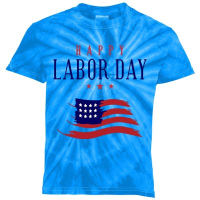 Labor Day American Flag Patriotic Gift Kids Tie-Dye T-Shirt