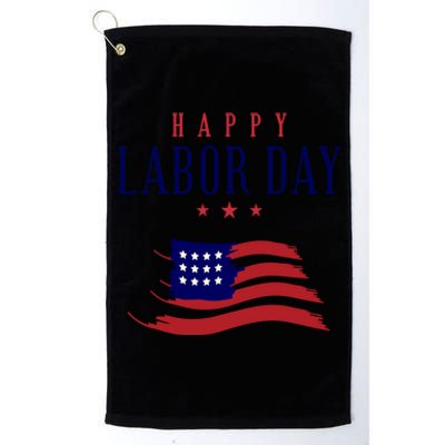 Labor Day American Flag Patriotic Gift Platinum Collection Golf Towel