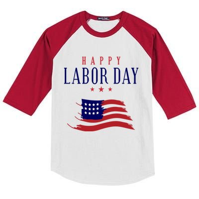 Labor Day American Flag Patriotic Gift Kids Colorblock Raglan Jersey