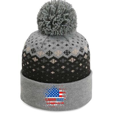 Labor Day American Flag Summer Celebration Gift The Baniff Cuffed Pom Beanie