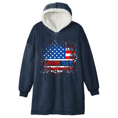 Labor Day American Flag Summer Celebration Gift Hooded Wearable Blanket