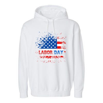 Labor Day American Flag Summer Celebration Gift Garment-Dyed Fleece Hoodie