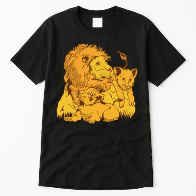 Lion Dad And Babies Tall T-Shirt