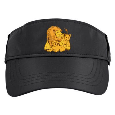 Lion Dad And Babies Adult Drive Performance Visor