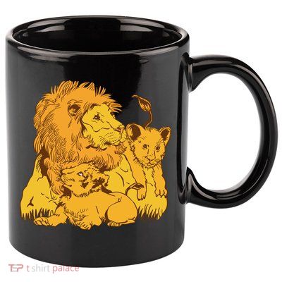 Lion Dad And Babies 11oz C Handle Ceramic Mug