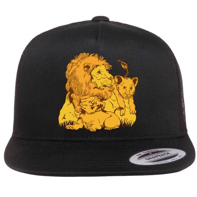 Lion Dad And Babies Flatbill Hat