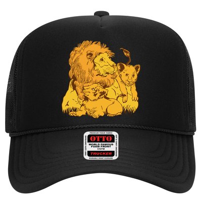 Lion Dad And Babies Trucker Hat