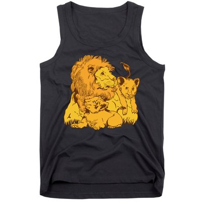 Lion Dad And Babies Tank Top