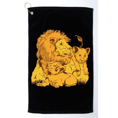Lion Dad And Babies Golf Towel