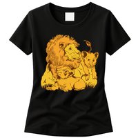 Lion Dad And Babies Womens T-Shirt