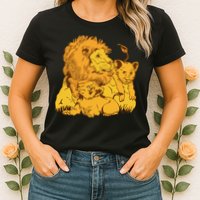 Lion Dad And Babies Womens T-Shirt