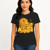 Lion Dad And Babies Womens T-Shirt