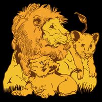 Lion Dad And Babies Womens T-Shirt