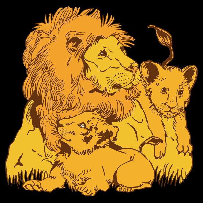Lion Dad And Babies Womens T-Shirt