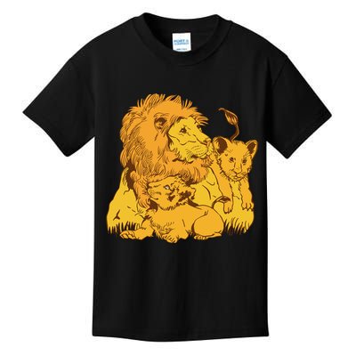 Lion Dad And Babies Kids T-Shirt