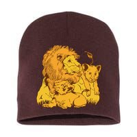 Lion Dad And Babies Short Acrylic Beanie