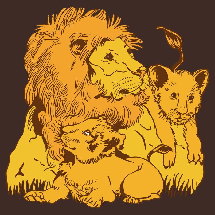 Lion Dad And Babies Short Acrylic Beanie