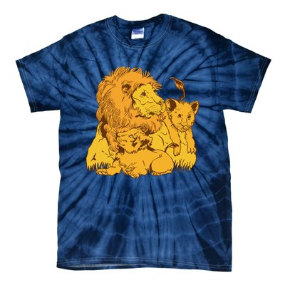 Lion Dad And Babies Tie-Dye T-Shirt