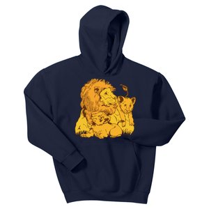 Lion Dad And Babies Kids Hoodie