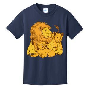 Lion Dad And Babies Kids T-Shirt