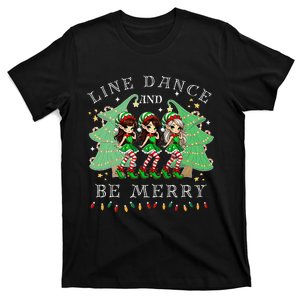 Line Dance And Be Merry Christmas Elf Dancing Holiday Season T-Shirt