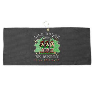 Line Dance And Be Merry Christmas Elf Dancing Holiday Season Large Microfiber Waffle Golf Towel