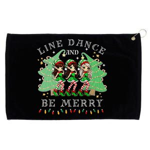 Line Dance And Be Merry Christmas Elf Dancing Holiday Season Grommeted Golf Towel