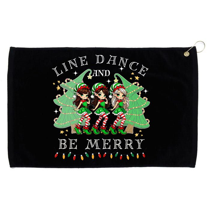 Line Dance And Be Merry Christmas Elf Dancing Holiday Season Grommeted Golf Towel