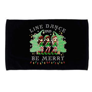 Line Dance And Be Merry Christmas Elf Dancing Holiday Season Microfiber Hand Towel