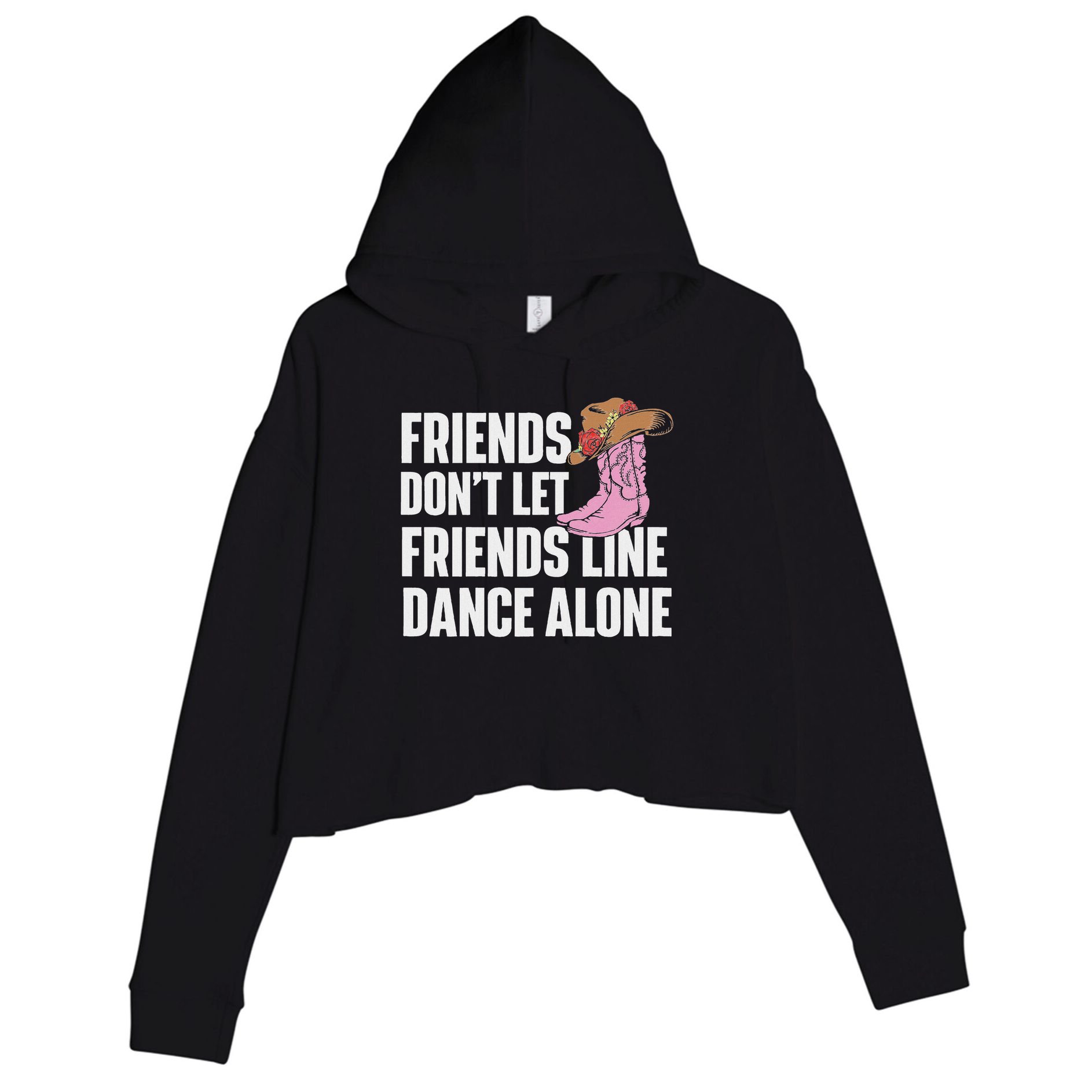 Line Dance Alone Country Music Western Dancer Cowgirl Crop Fleece Hoodie