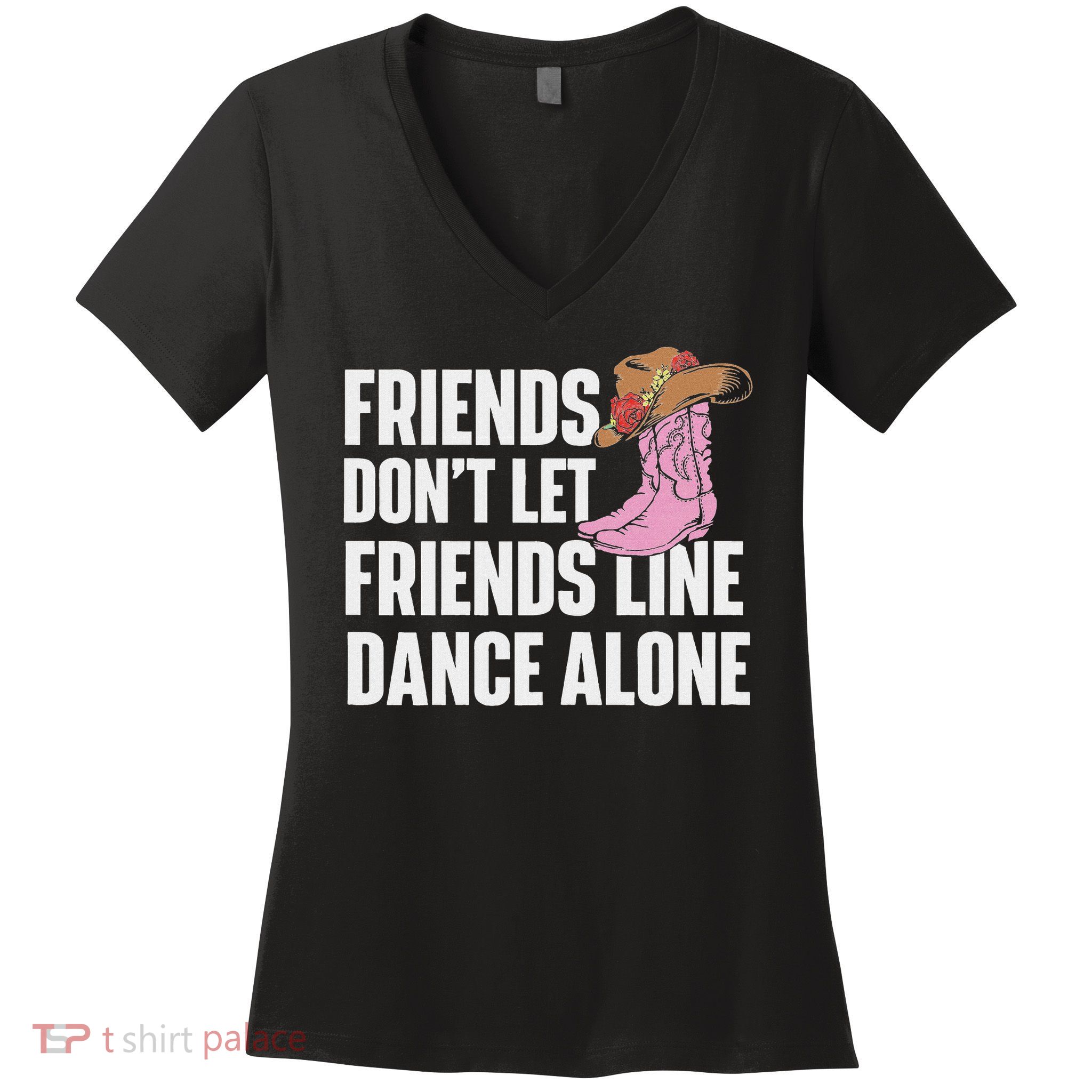 Line Dance Alone Country Music Western Dancer Cowgirl Women's V-Neck T-Shirt