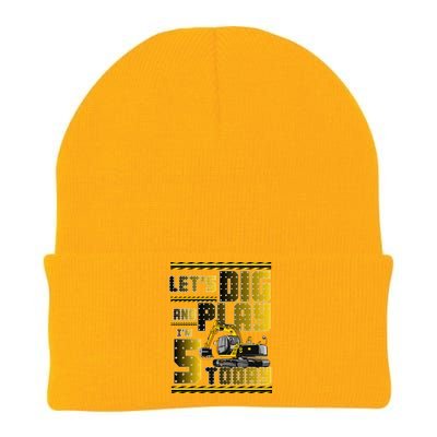 Let's Dig And Play I'm 5 Today 5th Birthday Party Excavator Knit Cap Winter Beanie