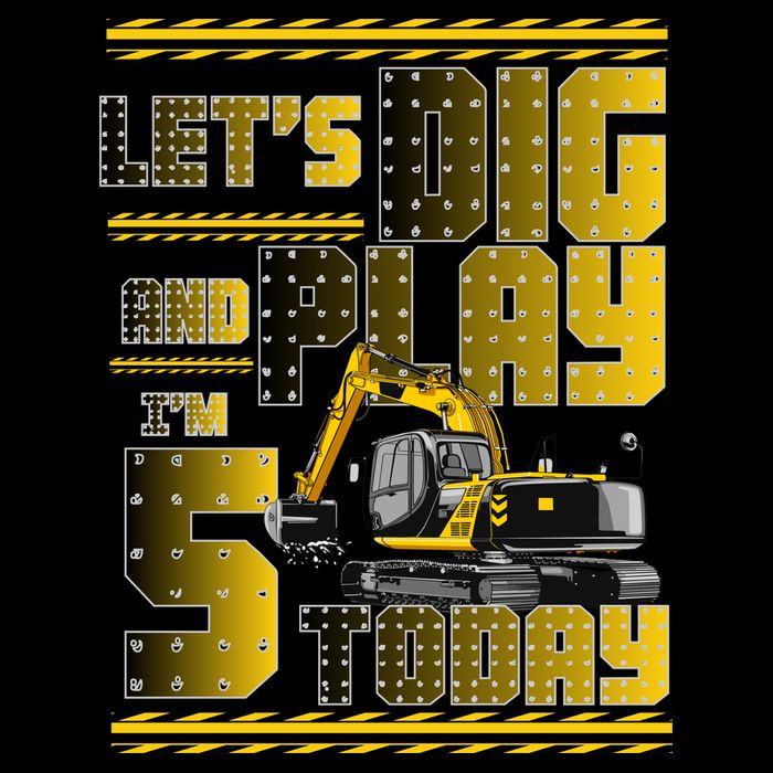 Let's Dig And Play I'm 5 Today 5th Birthday Party Excavator Apron