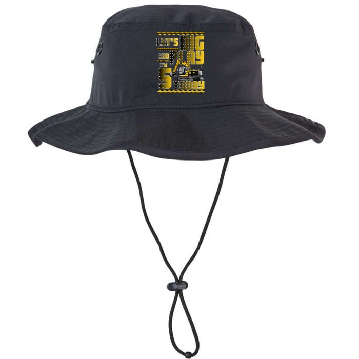 Let's Dig And Play I'm 5 Today 5th Birthday Party Excavator Legacy Cool Fit Booney Bucket Hat