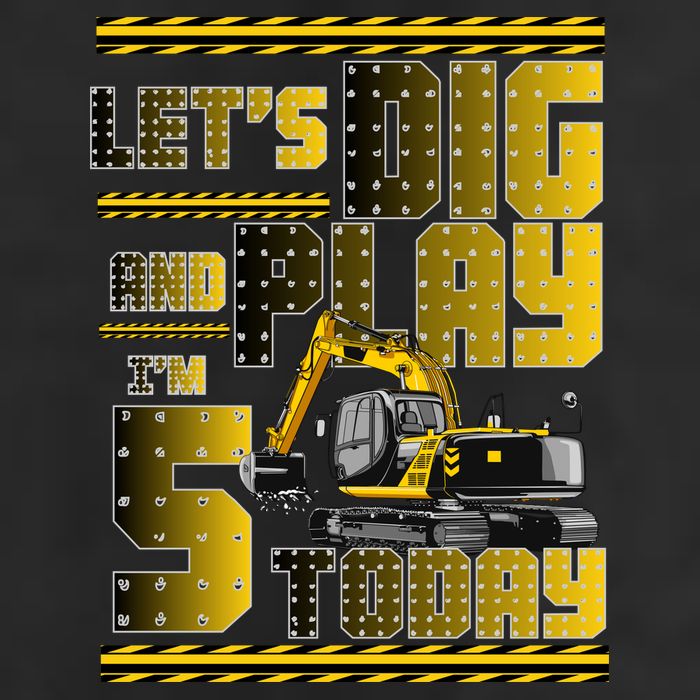 Let's Dig And Play I'm 5 Today 5th Birthday Party Excavator Golf Towel