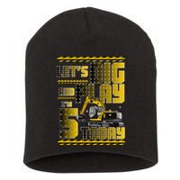 Let's Dig And Play I'm 5 Today 5th Birthday Party Excavator Short Acrylic Beanie