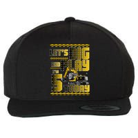 Let's Dig And Play I'm 5 Today 5th Birthday Party Excavator Wool Snapback Cap