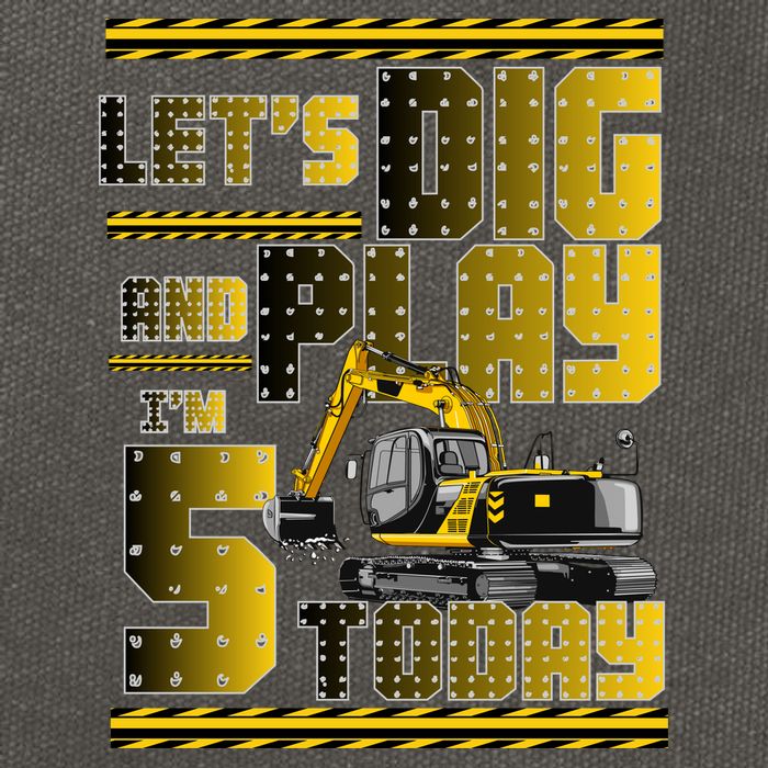 Let's Dig And Play I'm 5 Today 5th Birthday Party Excavator Cotton Canvas Backpack