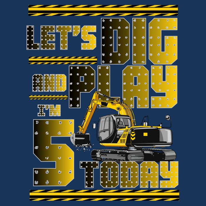 Let's Dig And Play I'm 5 Today 5th Birthday Party Excavator Infant Baby Jersey Bodysuit