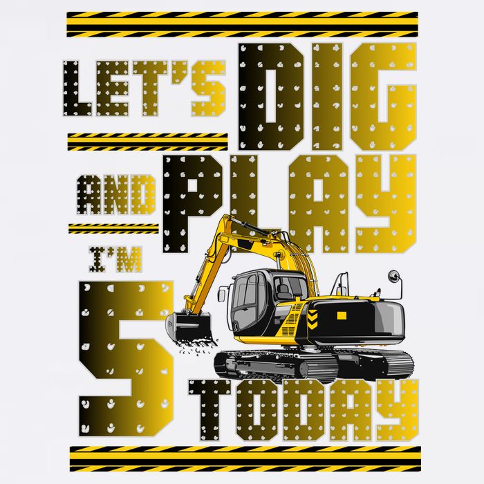 Let's Dig And Play I'm 5 Today 5th Birthday Party Excavator Garment-Dyed Sweatshirt