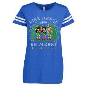 Line Dance And Be Merry Christmas Elf Dancing Holiday Season Enza Ladies Jersey Football T-Shirt