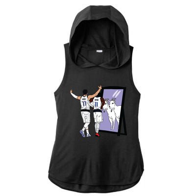 Luka Doncic And Kyrie Irving Mirror Goats Dallas Ladies PosiCharge Tri-Blend Wicking Draft Hoodie Tank