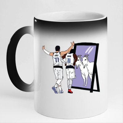 Luka Doncic And Kyrie Irving Mirror Goats Dallas 11oz Black Color Changing Mug