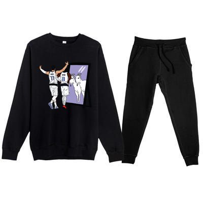 Luka Doncic And Kyrie Irving Mirror Goats Dallas Premium Crewneck Sweatsuit Set