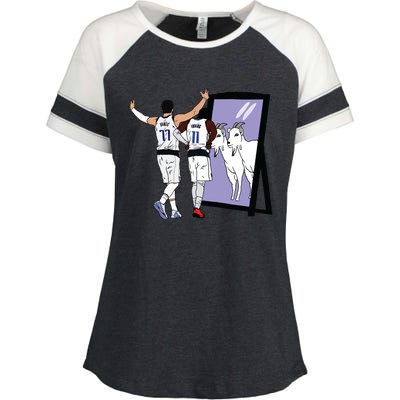 Luka Doncic And Kyrie Irving Mirror Goats Dallas Enza Ladies Jersey Colorblock Tee