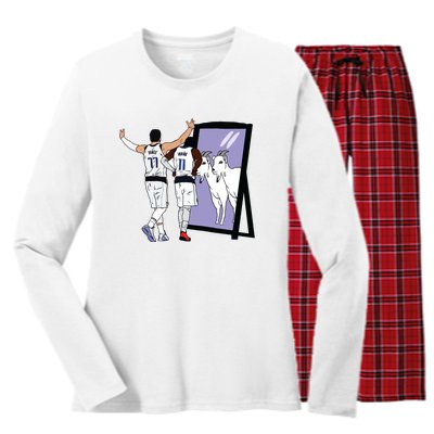 Luka Doncic And Kyrie Irving Mirror Goats Dallas Women's Long Sleeve Flannel Pajama Set 